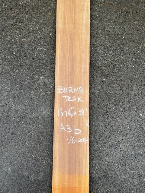 1.0 x 7-1/4 x 38" Vertical Grain Burma Teak